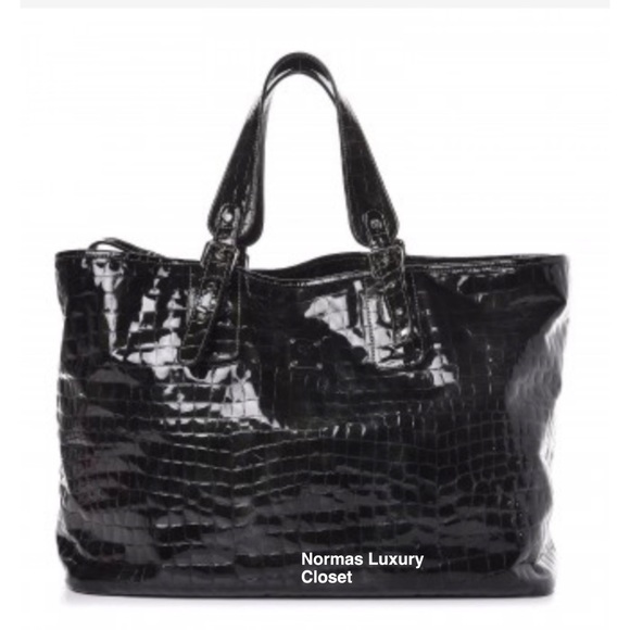 No LONGER Available. MCM Crocodile Embossed Patent Calfskin Tote. - Picture 3 of 8